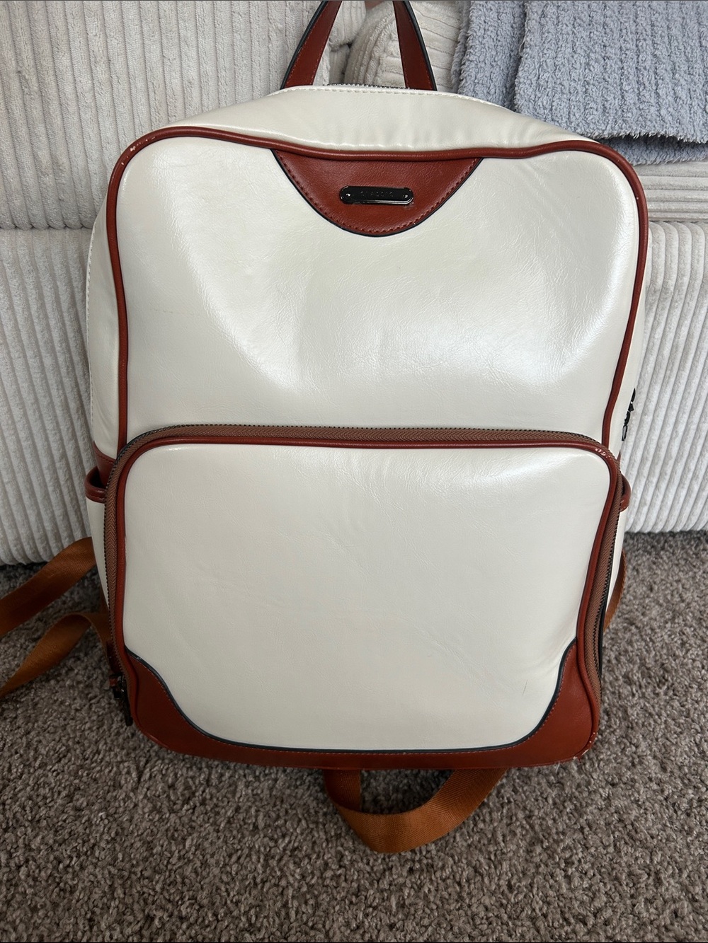 Cream and Brown Backpack - Classic Two-Tone Design